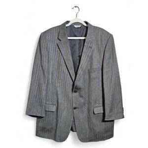 Joseph & feiss mens gray lambwool tweed herringbone sport coat jacket blazer 48L